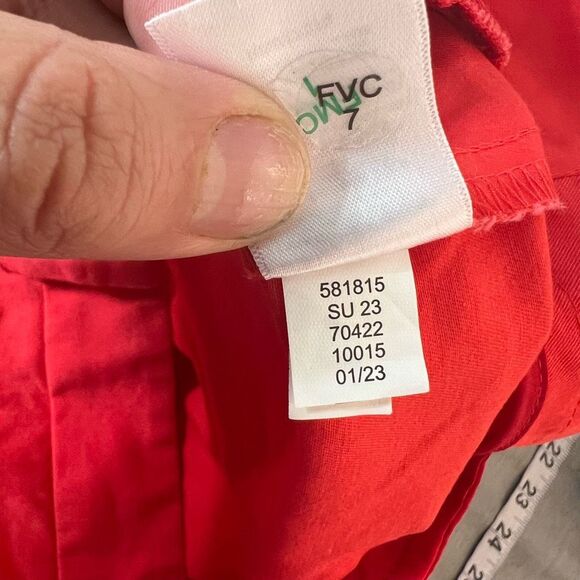 Ann Taylor Red Cotton Cropped Summer Dress Pants Size 16 - Picture 11 of 12